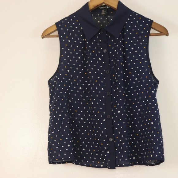 Forever 21 Navy Button Up Sleeveless M